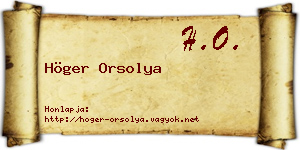 Höger Orsolya névjegykártya